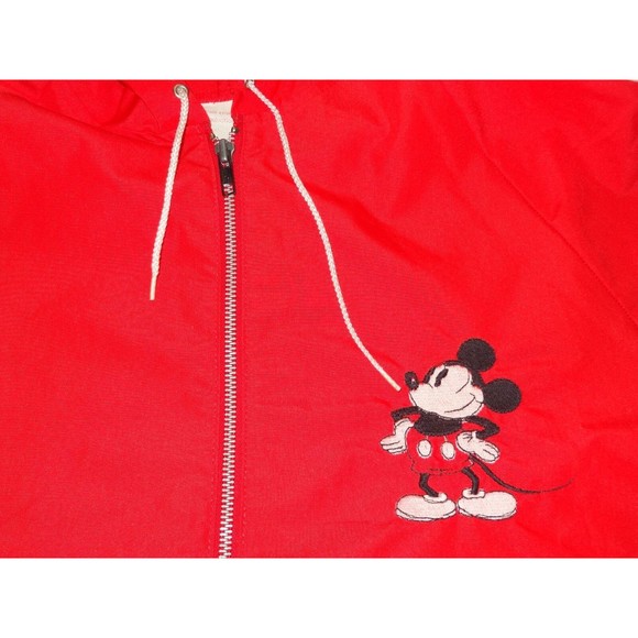 Walt Disney Productions Hooded Jacket L MIckey Mouse Windbreaker Racing Stripes - Picture 3 of 9